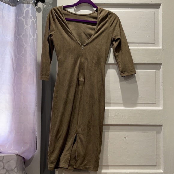 Khaki midi dress size M - Picture 3 of 3